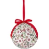 Boule de Noël motif traditionnel houx flocon de neige rouge et blanc Ø12cm-Gifi Clearance