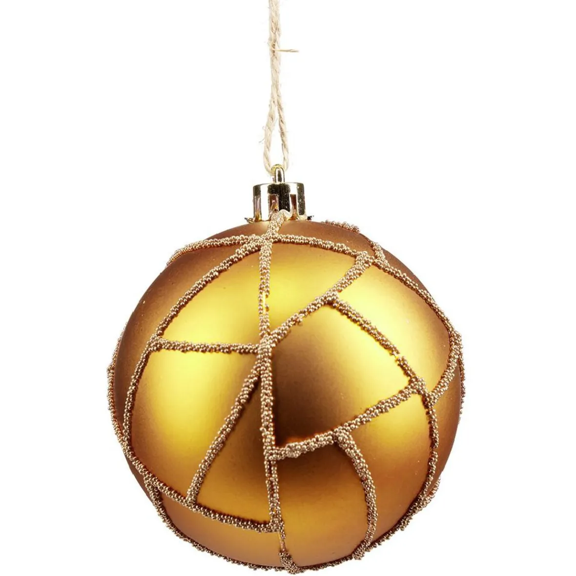 Boule de Noël orange décor perles dorées Ø8cm-Gifi Outlet