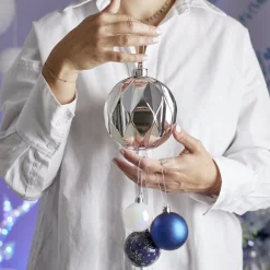 Boule de Noël origami argenté ou bleue Ø12cm - 2 coloris-Gifi Discount