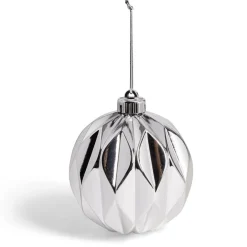 Boule de Noël origami argenté ou bleue Ø12cm - 2 coloris-Gifi Discount