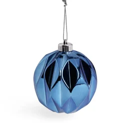 Boule de Noël origami argenté ou bleue Ø12cm - 2 coloris-Gifi Discount