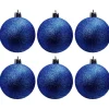 Boule de Noël pailletée bleues Ø6cm x6-Gifi Best