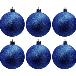 Boule de Noël pailletée bleues Ø6cm x6-Gifi Best