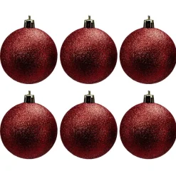 Boule de Noël pailletée rouges Ø6cm x6-Gifi New