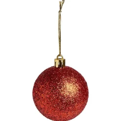 Boule de Noël paillette rouge Ø6cm x3-Gifi