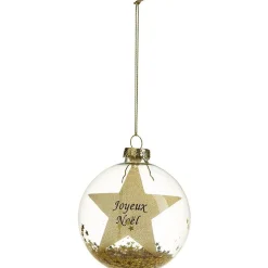 Boule de Noël paillettes et étoile dorée-Gifi Discount