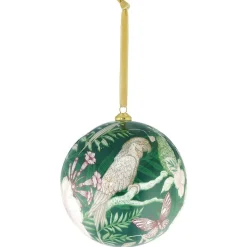 Boule de Noël Paradise motif tropical perroquet papillon blanc vert-Gifi Best