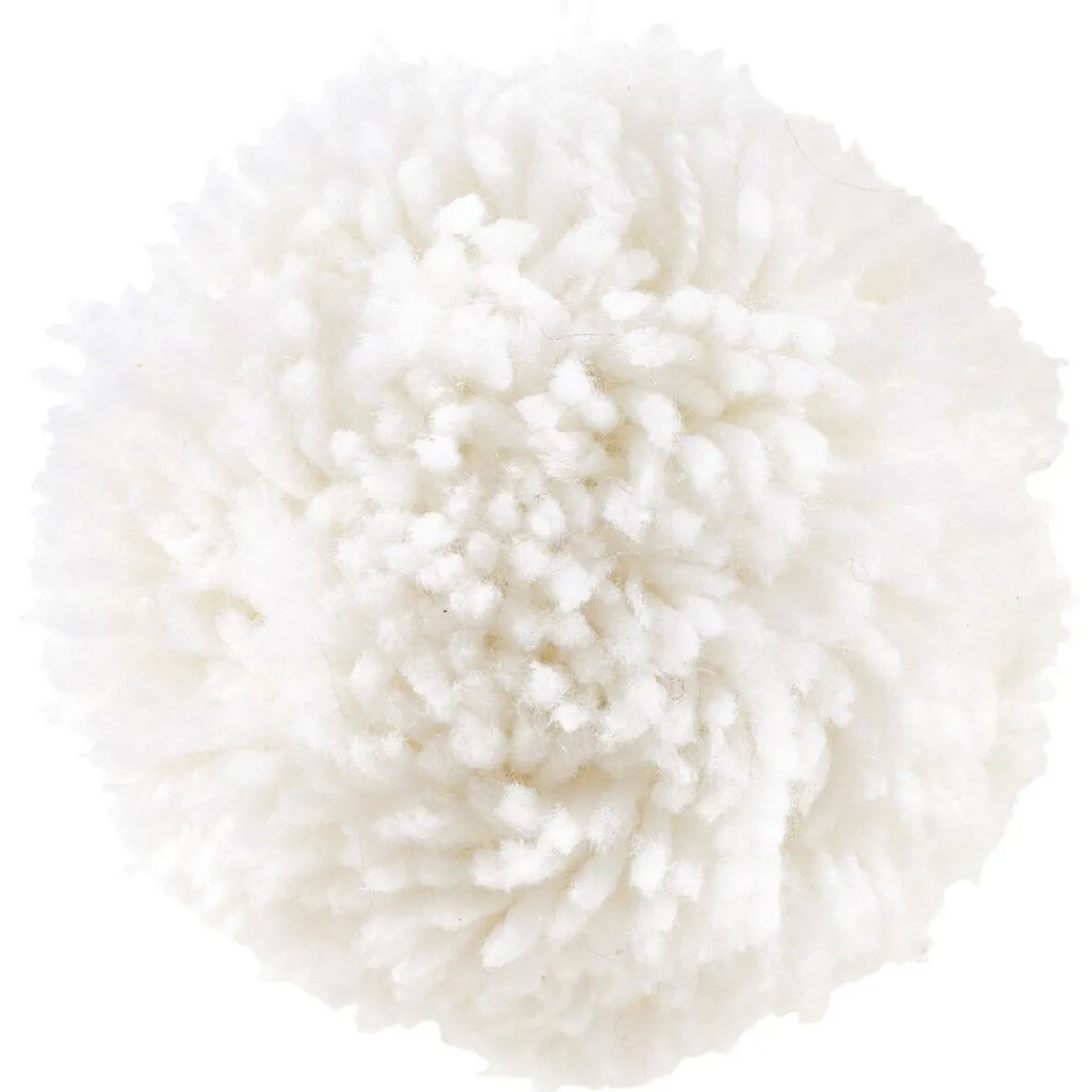 Boule de Noël pompon à suspendre blanche-Gifi New