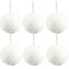 Boule de Noël pompon blanc Ø6cm x6-Gifi Online