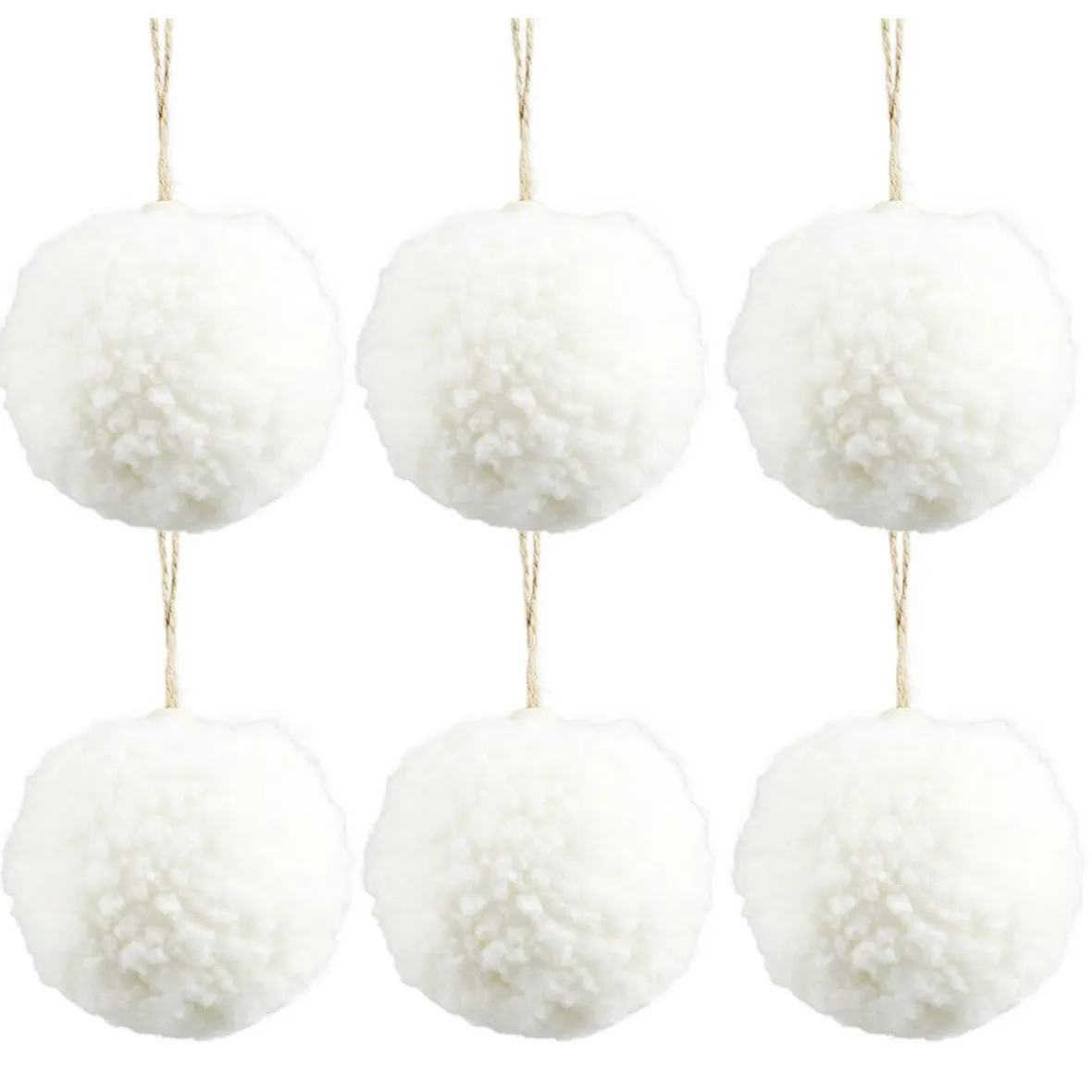 Boule de Noël pompon blanc Ø6cm x6-Gifi Online