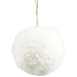 Boule de Noël pompon blanc Ø6cm x6-Gifi Online