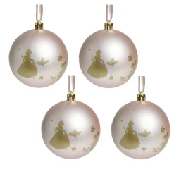 Boule de Noël Princesses Disney rose Ø8cm x4-Gifi Hot