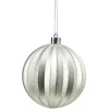 Boule de Noël ronde relief strié gris pailleté Ø8cm-Gifi Best