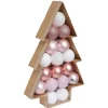 Boule de Noël rose et blanche x17 dans boîte sapin-Gifi Online