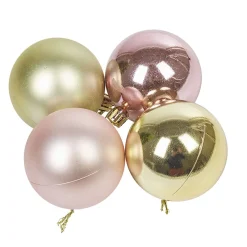 Boule de Noël rose et dorée x10-Gifi Clearance