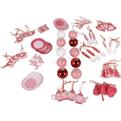 Boule de Noël rouge blanche et suspension x60-Gifi Online