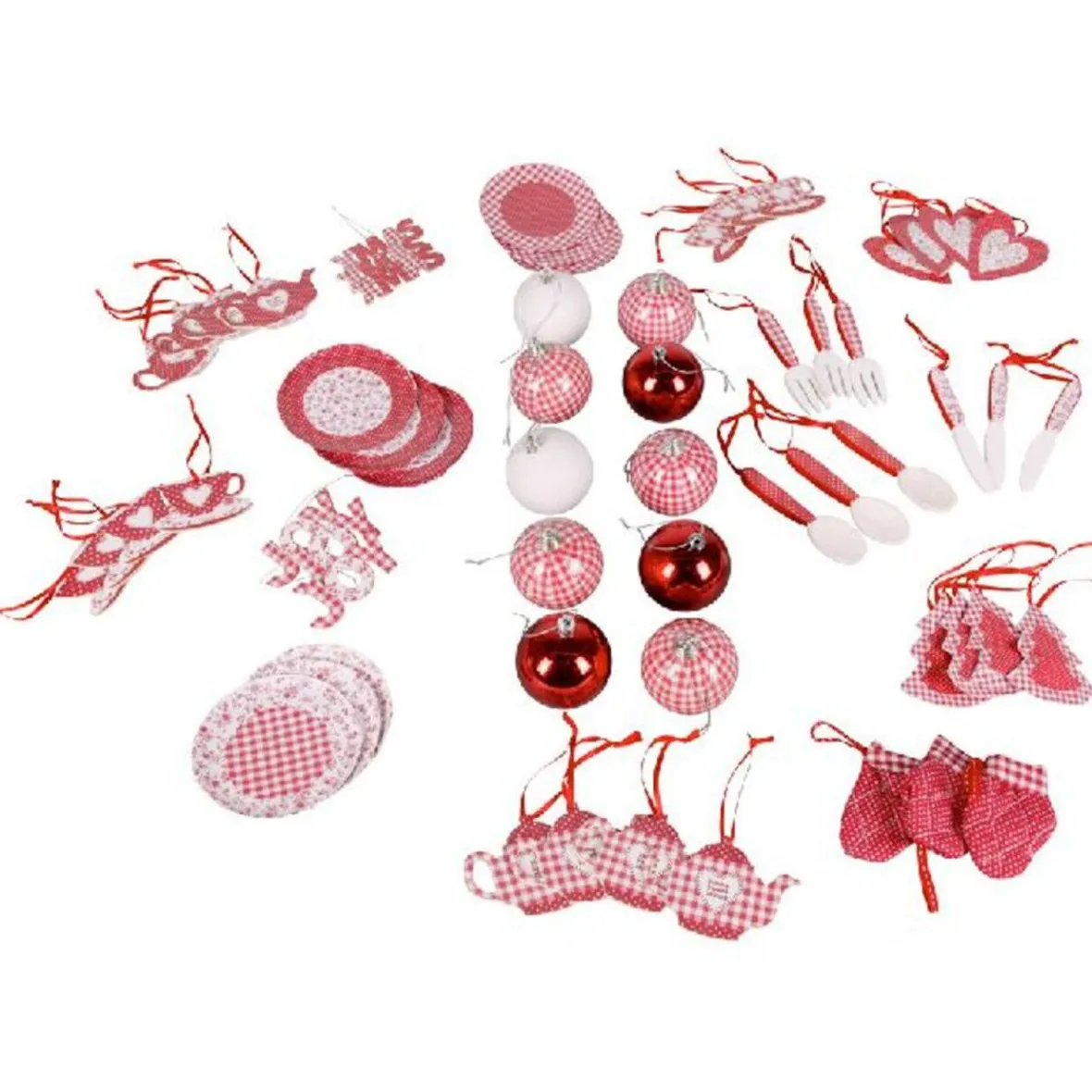 Boule de Noël rouge blanche et suspension x60-Gifi Online