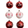 Boule de Noël rouge blanche x6-Gifi Clearance