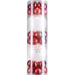 Boule de Noël rouge et blanche x32-Gifi Outlet