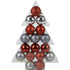 Boule de Noël rouge gris brillant mat x17-Gifi Outlet