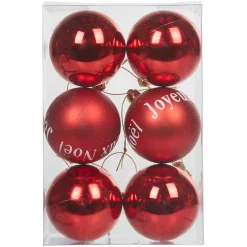 Boule de Noël rouge mat brillant x6-Gifi Outlet
