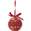 Boule de Noël rouge motif pain d épices-Gifi Discount