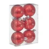 Boule de Noël rouge pailletée x6-Gifi