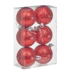 Boule de Noël rouge pailletée x6-Gifi