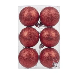 Boule de Noël rouge pailletée x6-Gifi