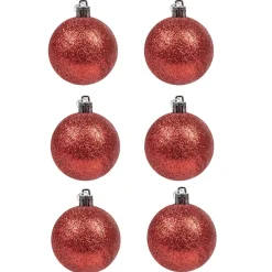 Boule de Noël rouge pailletée x6-Gifi