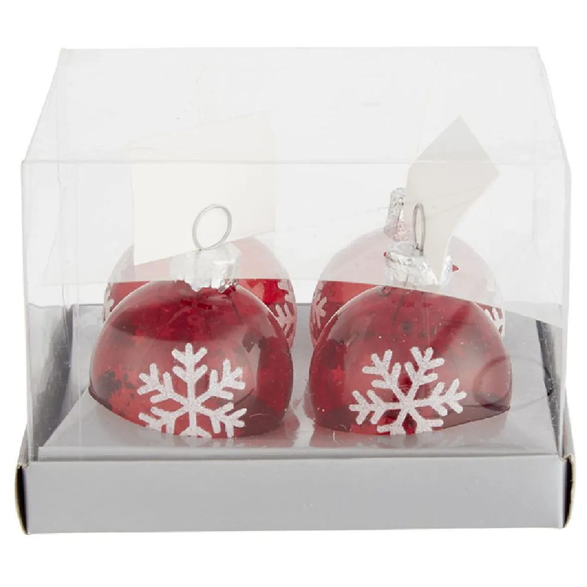 Boule de Noël rouge porte-nom x4-Gifi New