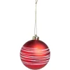 Boule de Noël rouge spirale blanc pailleté Ø8cm-Gifi Best