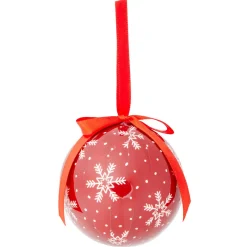 Boule de Noël style traditionnel rouge et blanc Ø8cm - 2 modèles-Gifi Best