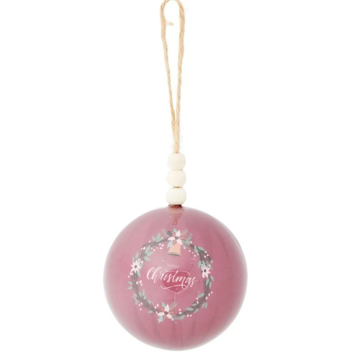 Boule de Noël thème nature blanc et rose Ø8cm - 3 modèles-Gifi Best