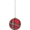 Boule de Noël tissu tartan rouge et vert Ø8cm-Gifi Outlet