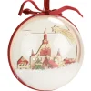 Boule de Noël transparente déco village rouge-Gifi
