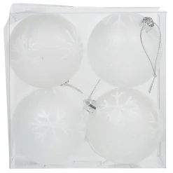 Boule de Noël transparente motifs flocons x4-Gifi Outlet