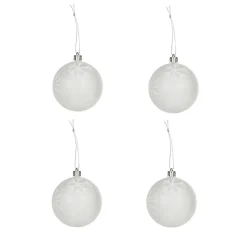 Boule de Noël transparente motifs flocons x4-Gifi Outlet
