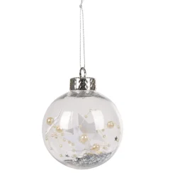 Boule de Noël transparente avec paillettes et perles dorées-Gifi Outlet