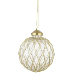 Boule de Noël transparente quadrillage doré Ø8 cm-Gifi Discount