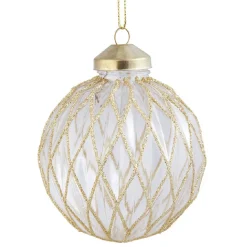 Boule de Noël transparente quadrillage doré Ø8 cm-Gifi Discount