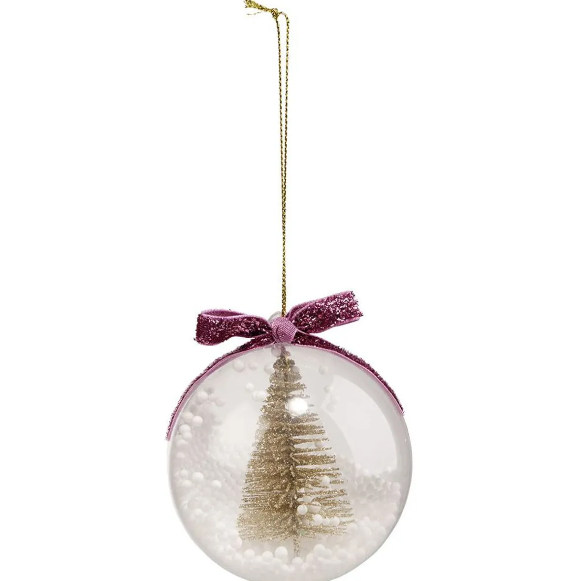 Boule de Noël transparente décor sapin doré et neige Ø8cm-Gifi Discount