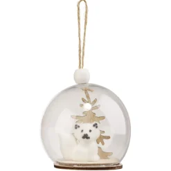 Boule de Noël transparente décor renard blanc Ø8cm-Gifi Discount