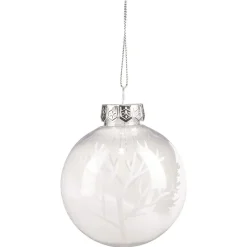 Boule de Noël transparente motif arbre blanc intérieur neige Ø8 cm-Gifi Best