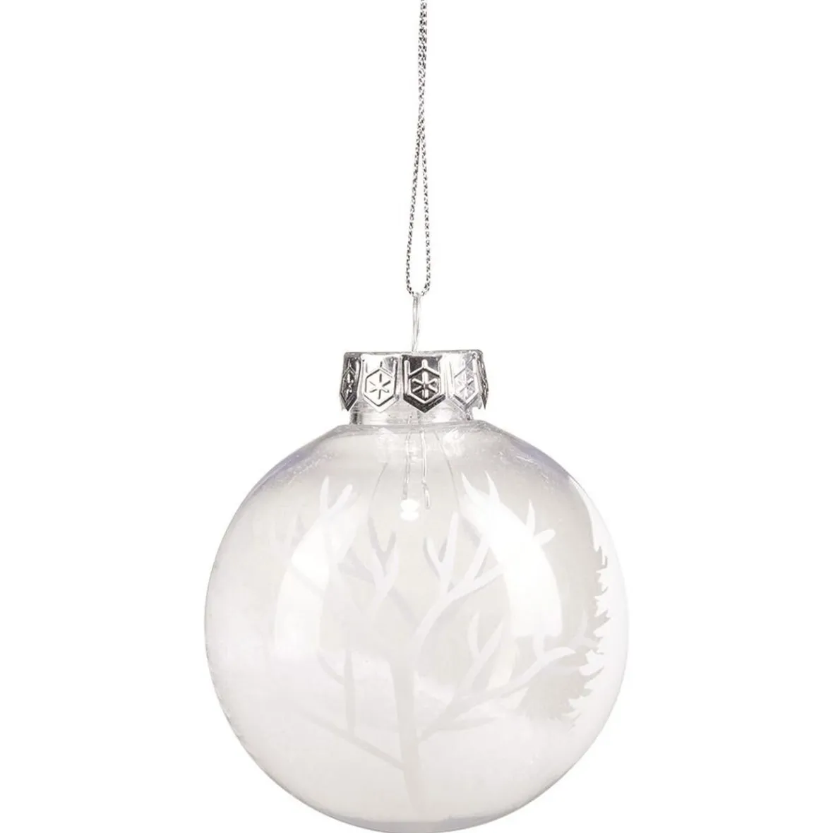 Boule de Noël transparente motif arbre blanc intérieur neige Ø8 cm-Gifi Best
