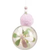 Boule de Noël transparente motif fleur avec pompon et perles-Gifi Online
