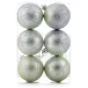 Boule de Noël vert pailleté argenté x6-Gifi Outlet