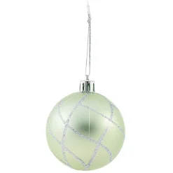 Boule de Noël vert pailleté argenté x6-Gifi Outlet