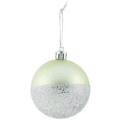 Boule de Noël vert pailleté argenté x6-Gifi Outlet
