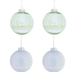 Boule de Noël vert pailleté argenté x4-Gifi Hot